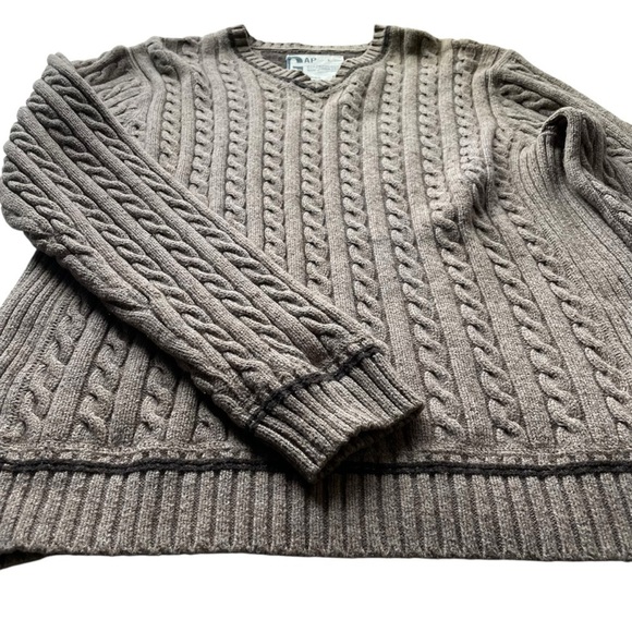 Vintage GAP Cable knit Sweater Brown Size Large Wool blend Preppy Pullover - Picture 5 of 9